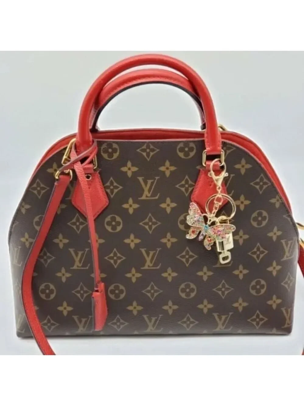 LV Gold Padlock 🔑 Authentic Louis Vuitton Charm + Unbranded Butterfly Keychain